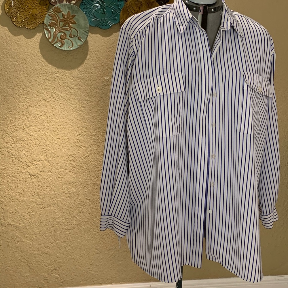 Blue and White Stripes Button Down Shirt